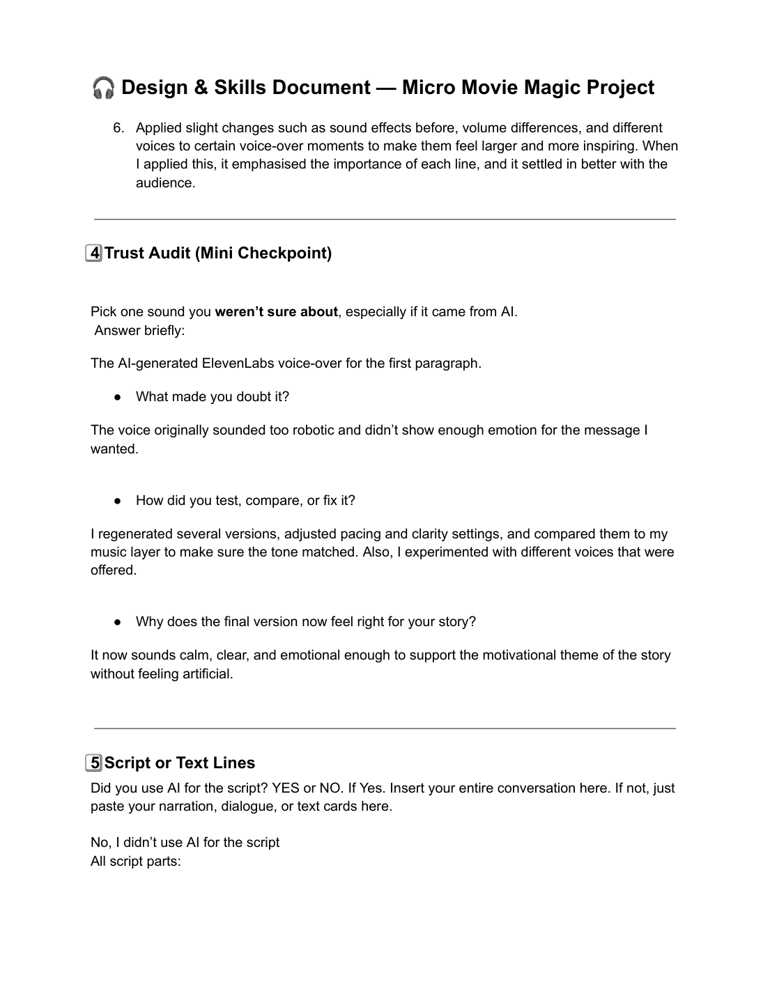 Anonymous student Trust Audit from a sound design project